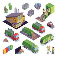 Isometric Garbage Recycling Icon Set Vector Illustration