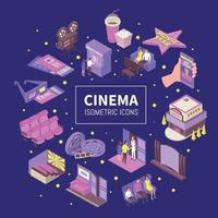 Ilustración de vector de composición isométrica de cine