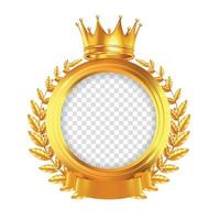 Crown And Laurel Wreath Realistic Frame Vector Illustration