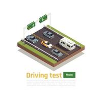 Driving Practices Isometric Composition Vector Illustration
