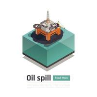 Offshore Oil Pollution Composition Vector Illustration