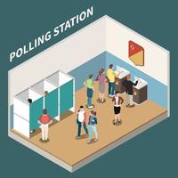 Polling Station Isometric Background Vector Illustration