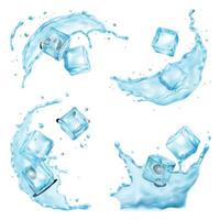 Ice Cubes Splash Set Vector Illustration