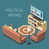 Political Rating Isometric Background Vector Illustration