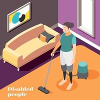 Disabled People Isometric Background Vector Illustration