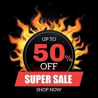 Realistic Fire Flame Hot Sale Banner Vector Illustration