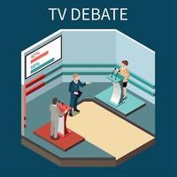 TV Debate Isometric Background Vector Illustration