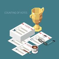 Counting Of Votes Isometric Background Vector Illustration