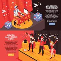 Magician Horizontal Banners Set Vector Illustration