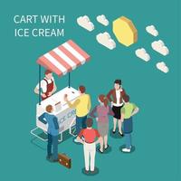 Ice Cream Cart Isometric Background Vector Illustration