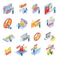 Internet Blocking Icons Set Vector Illustration