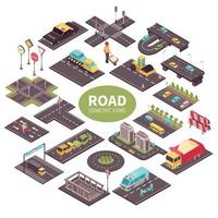 Road Constructor Isometric Composition Vector Illustration