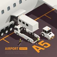 Airport Baggage Loading Background Vector Illustration