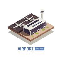 Ilustración de vector de fondo de aeropuerto terminal isométrica