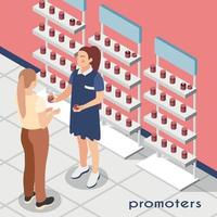 Promoters Isometric Background Vector Illustration