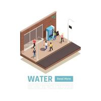 Water Vending Machine Background Vector Illustration