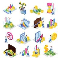 Isometric Investment Icons Collection Vector Illustration