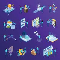 Virtual Augmented Reality Isometric Set Vector Illustration