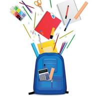 School Backpack Realistic Composition Vector Illustration