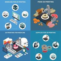 Printing 3D Isometric Design Concept Vector Illustration