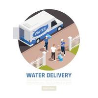 Isometric Water Delivery Background Vector Illustration