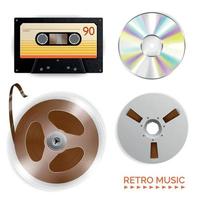 Retro Music Medium Set Vector Illustration