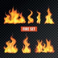 Realistic Fire Flame Icon Set Vector Illustration