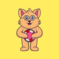 Cute cat holding a buoy. vector