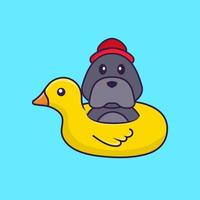 Cute dog With Duck buoy. vector