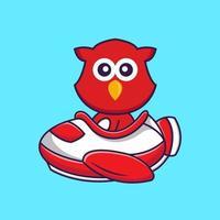 Cute bird flying on a plane. vector