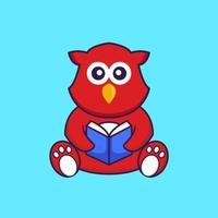 Cute bird reading a book. vector