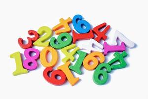 Math number colorful on white background, education study mathematics learning teach concept. photo