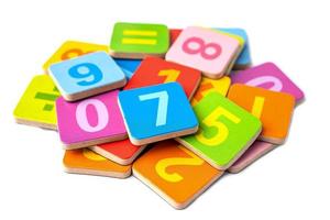 Math number colorful on white background, education study mathematics learning teach concept. photo