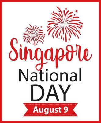 Singapore National Day font banner with firework