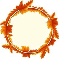 Round autumn leaves frame template vector