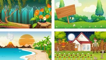 Four different nature horizontal scene vector