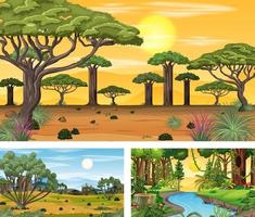 diferentes escenas horizontales de naturaleza. vector