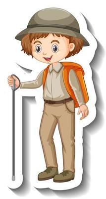 Girl wearing safari outfit cartoon character sticker