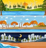 Conjunto de escenas horizontales de diferente naturaleza. vector