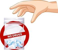 No drugs prohibited sign with hand on white background vector