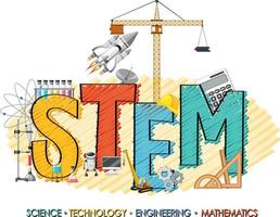 STEM education logo with icon ornament elements vector