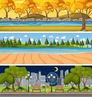 Set of different nature horizontal scenes vector