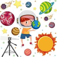 Children learning solar system vector