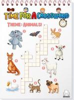 Crossword puzzle game template about animals vector