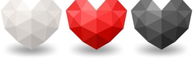 Set of different colour of geometric heart vector