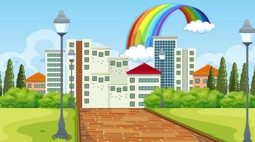 Nature landscape scene with many bulding in the city background vector