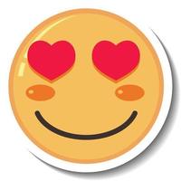 una plantilla de pegatina de emoji con ojos de corazón aislado vector