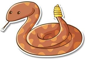 Sticker design with cute rattlesnake isolated vector