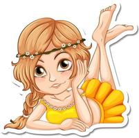 Cute fairy cartoon character sticker vector