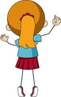Back view of a girl cartoon character isolated vector